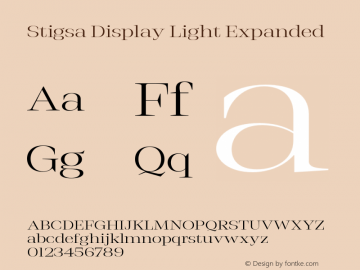 StigsaDisplay-LightExpanded Version 1.000 Font Sample