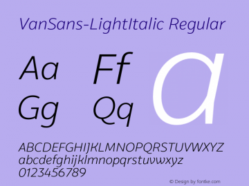 VanSans W03 Light Italic Version 1.00 Font Sample