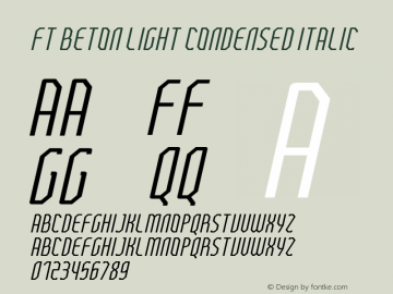 FTBetonLightCondensedItalic Version 1.0; Feb 2021 by Audry Kitoko Makelele图片样张