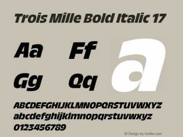 Trois Mille Bold Itl 17 Version 1.000;hotconv 1.0.109;makeotfexe 2.5.65596 Font Sample