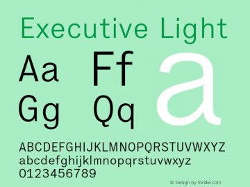 Executive-Light Version 2.001 Font Sample