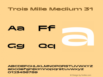 Trois Mille Medium 31 Version 1.000;hotconv 1.0.109;makeotfexe 2.5.65596 Font Sample