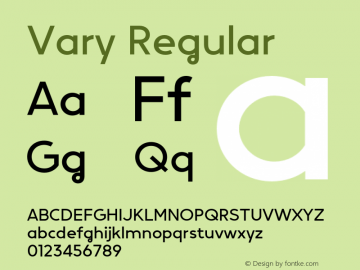 Vary Regular Version 1.00 Font Sample