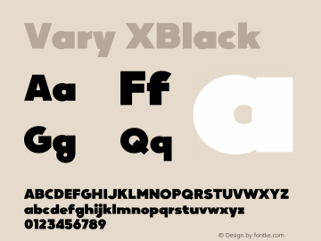 Vary XBlack Version 1.00 Font Sample