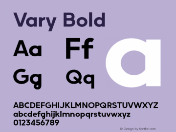 Vary Bold Version 1.00 Font Sample