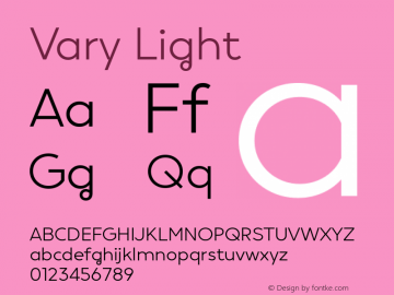 Vary Light Version 1.00 Font Sample