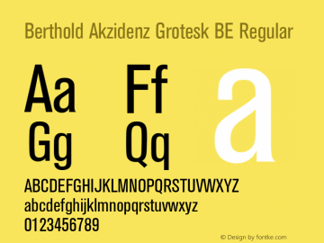 Berthold Akzidenz Grotesk BE Regular Version 001.000 Font Sample