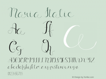 Maria Italic Version 1.00 August 11, 2017, initial release Font Sample