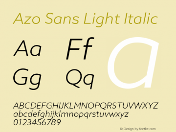 AzoSans-LightItalic Version 1.000 Font Sample
