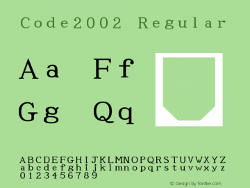 Code2002 Regular  Font Sample