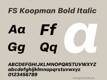 FS Koopman Bold Italic Version 1.02;PS 001.001;hotconv 1.0.88;makeotf.lib2.5.64775图片样张