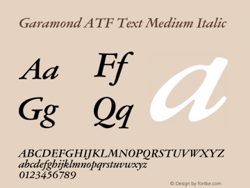 Garamond ATF Text Medium Italic Version 1.007;PS 1.006;hotconv 1.0.81;makeotf.lib2.5.63406图片样张