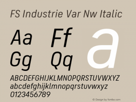 FS Industrie Var Nw Italic Version 1.01 Font Sample