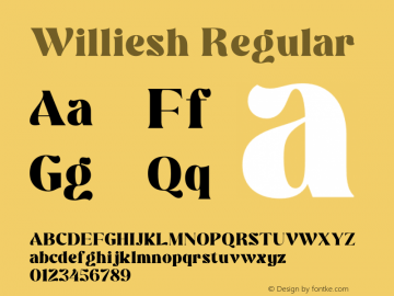 Williesh Version 1.00;November 19, 2020;FontCreator 13.0.0.2683 64-bit Font Sample