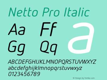 Netto Pro Italic Version 7.600, build 1027, FoPs, FL 5.04 Font Sample