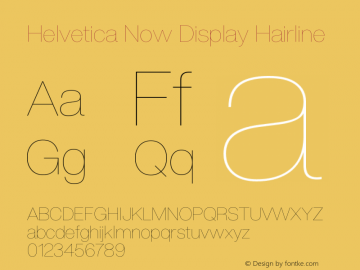 HelveticaNowDisplay-Hairline Version 1.00 Font Sample