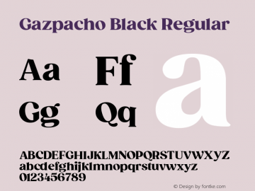 Gazpacho Black Version 1.00, SI, January 7, 2021, initial release Font Sample