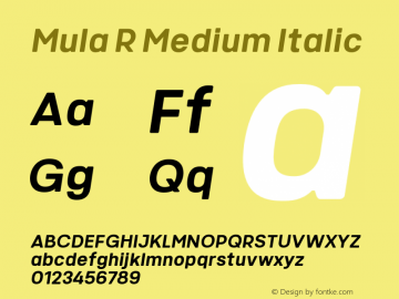 MulaR-MediumItalic Version 1.000图片样张