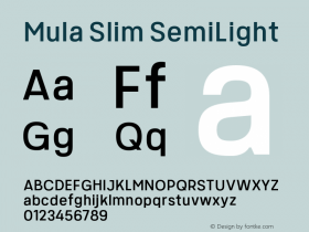 MulaSlim-SemiLight Version 1.000 Font Sample