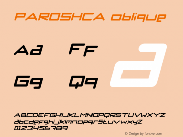 PAROSHCAolique Version 001.000 Font Sample