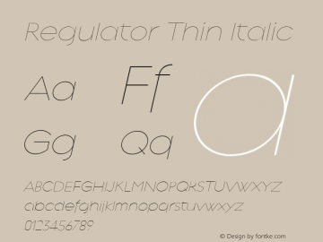 Regulator Thin Italic Version 001.000图片样张