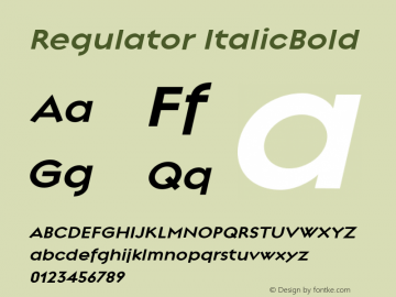 Regulator ItalicBold Version 1.00 Font Sample
