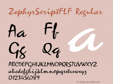 ZephyrScriptFLF Regular 1.0 Font Sample