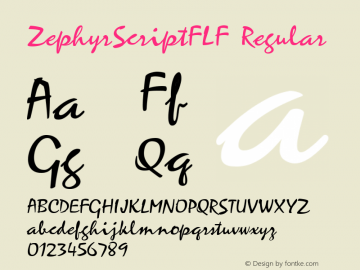ZephyrScriptFLF Regular 1.0 Font Sample