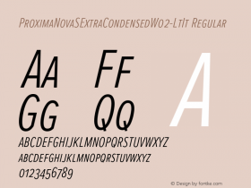 ProximaNovaSExtraCondensedW02LtIt Version 3.50 Font Sample