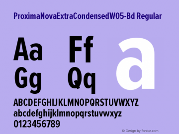 Proxima NovaExtraCondensedW05Bd Version 3.018 Font Sample