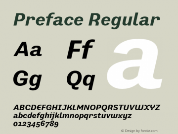 Preface W05 BoldItalic Version 4.10 Font Sample