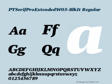 PT Serif Pro Extended W05 BlkIt Version 1.00 Font Sample