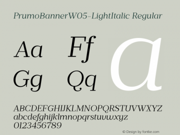 Prumo Banner W05 Light Italic Version 1.10 Font Sample