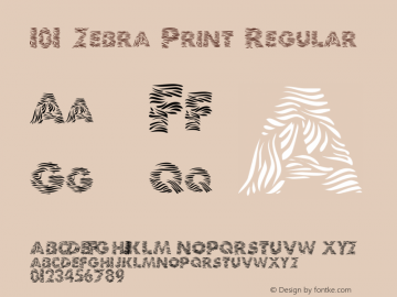101 Zebra Print Regular Macromedia Fontographer 4.1 1/19/01图片样张