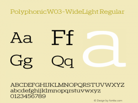 Polyphonic W03 Wide Light Version 1.00 Font Sample