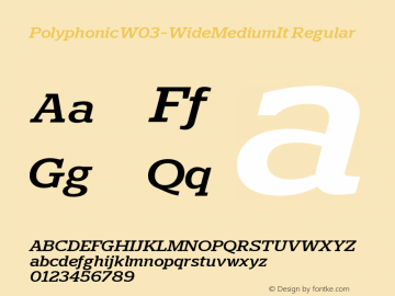 Polyphonic W03 Wide Medium It Version 1.00 Font Sample