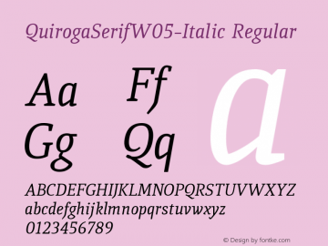 Quiroga Serif W05 Italic Version 3.20 Font Sample