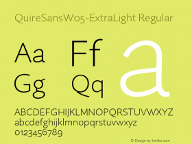 Quire Sans W05 ExtraLight Version 1.00 Font Sample