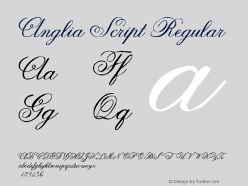 Anglia Script Regular Macromedia Fontographer 4.1 04.06.2002 Font Sample