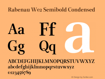 Rabenau W02 Semibold Condensed Version 1.00 Font Sample