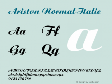 Ariston Normal-Italic Version 001.000 Font Sample