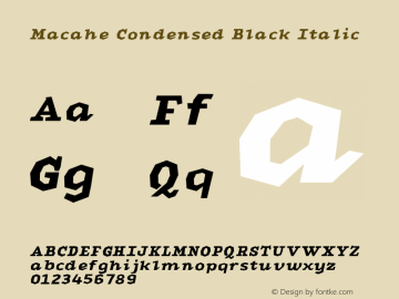 Macahe Condensed Black Italic Version 1.000 | web-TT图片样张