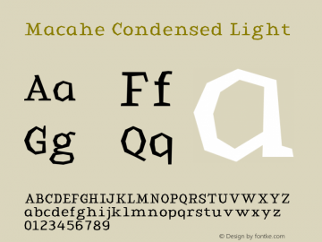 Macahe Condensed Light Version 1.000 | web-TT Font Sample