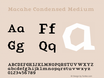 Macahe Condensed Medium Version 1.000 | web-TT Font Sample