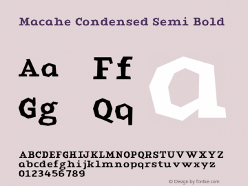 Macahe Condensed Semi Bold Version 1.000 | web-TT Font Sample