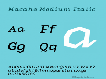 Macahe Medium Italic Version 1.000 | web-TT图片样张