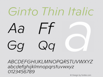 Ginto Thin Italic Version 1.0 | wf-rip DC20171010图片样张