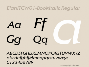 Elan ITC W01 Book Italic Version 1.01 Font Sample