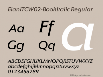 Elan ITC W02 Book Italic Version 1.02图片样张