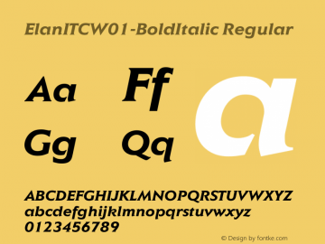 Elan ITC W01 Bold Italic Version 1.01 Font Sample